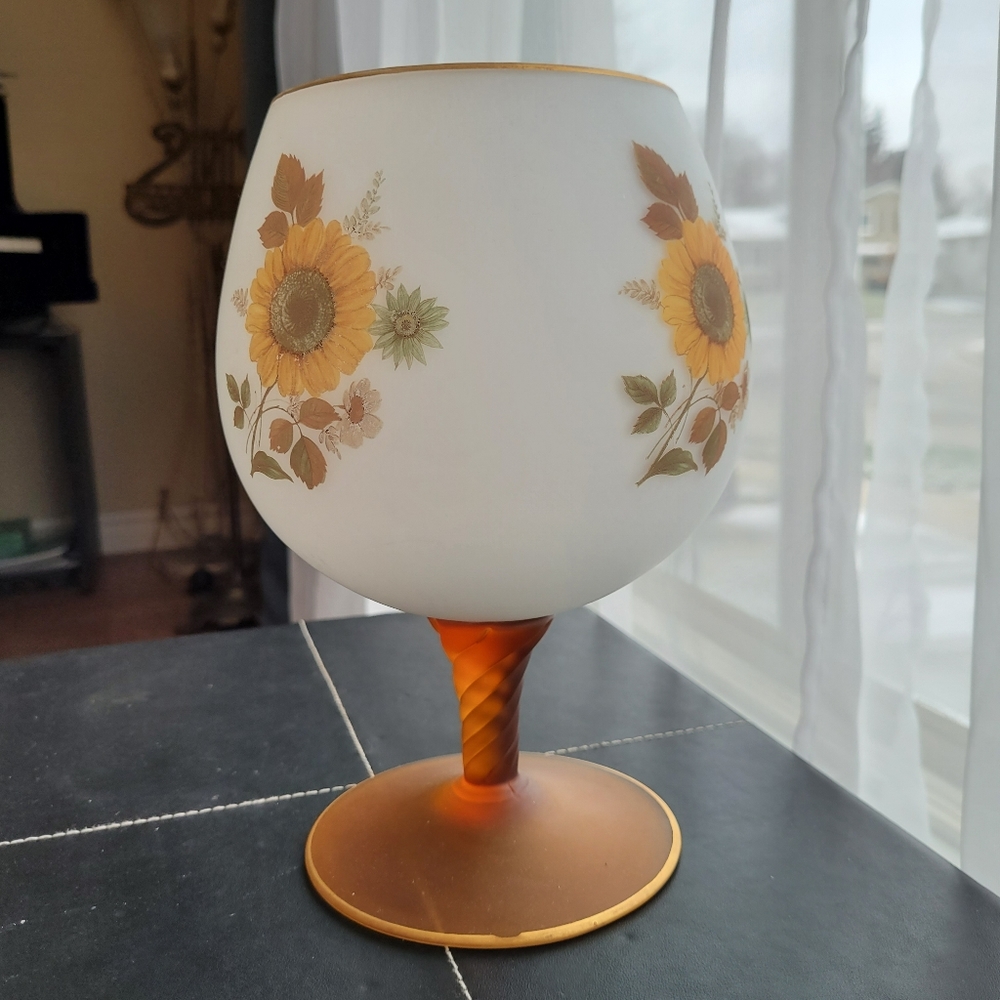 Snifter Norleans Italian white Frosted Glass Vase Tip Jar